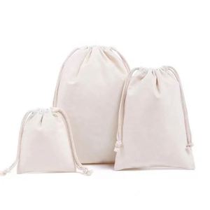 Reusable Shopping <b>Bags</b> Cotton Canvas Tote <b>Bags</b> With Designer Custom Logo Printed Small Cloth Cotton Linen <b>Drawstring</b> <b>Bags</b> - Product Image 1