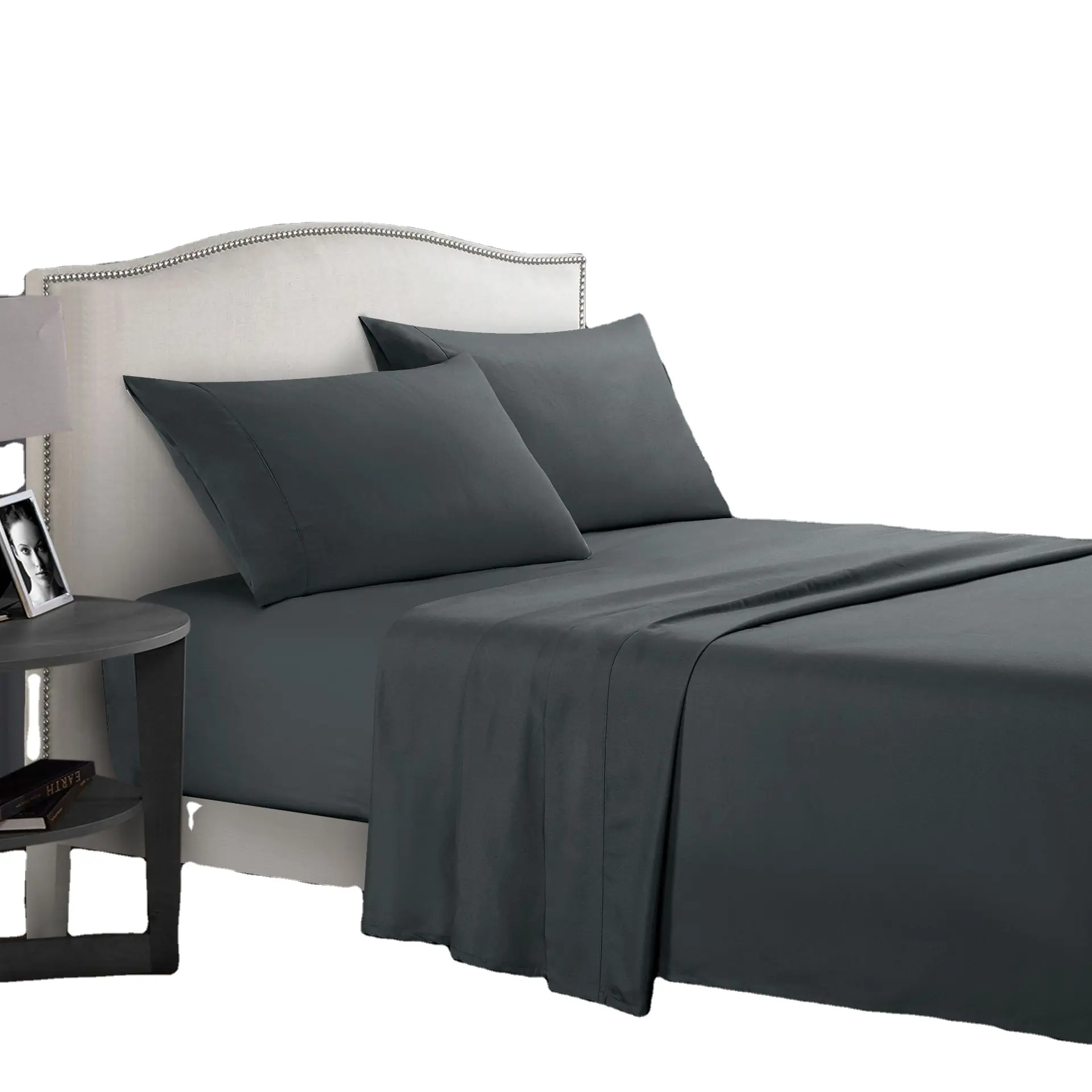 مجموعة مفارش سرير للفنادق من البوليستر المصقول 4 من ألياف ميكروفايبر