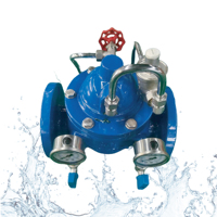Katup Pengaman Penutup Lambat 200X PRV PN25 DN80-DN350 Piston Tembaga Pilot Biru Epoxy 250m untuk Pasokan Air Hidrolik Gedung Bertingkat Tinggi