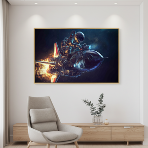 Personalized Astronaut Canvas Art: Space Wall Decor, <b>Gold</b> <b>Frame</b>,WRAPPED CANVAS - Product Image 3
