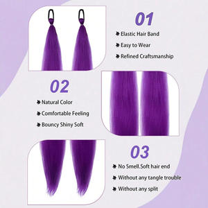 วิกผมหางม้าสังเคราะห์สีม่วง 65 ซม. เชือกยางยืดถักเปียต่อผมสำหรับผู้หญิงและเด็ก - Product Image 5