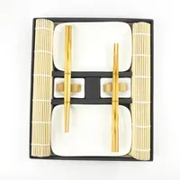 Vajilla Japonesa Moderna para Sushi, juego de cena con mesa de bambú y palillos, 2 en caja de regalo, 8 Uds.