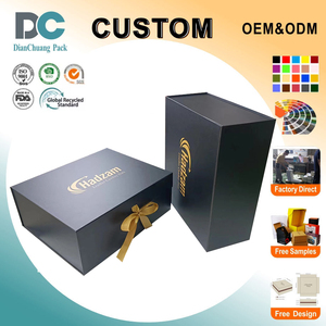 Lussuosa Scatola Regalo in Cartone Nero per <span class=keywords><strong>San</strong></span> <span class=keywords><strong>Valentino</strong></span>, Confezione in Carta con Stampa in Lamina d'Oro e Nastro Decorativo - Product Image 1
