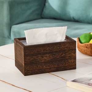 Wooden Tissue Box Walnut Color For Living <b>Room</b> Car Bathroom Multi Functional Pull Out Tissues - Product Image 2