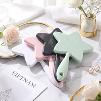 Miroir portable à poignée en forme d'étoile à cinq branches, finition chromée, pour les voyages, la beauté quotidienne, miroir de maquillage personnalisé à tenir en main