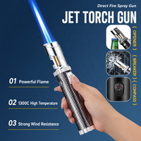 Briquet torche coupe-vent en forme de pistolet, rechargeable par USB-C, au gaz butane, 1300°C, pour barbecue et camping, vente en gros