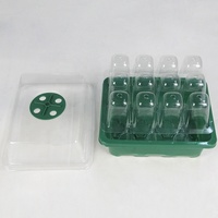Plateau hydroponique pour plantes de jardin, bac de plantation avec couvercle, 12 cellules, plateau de pépinière en plastique avec dôme pour la croissance des graines