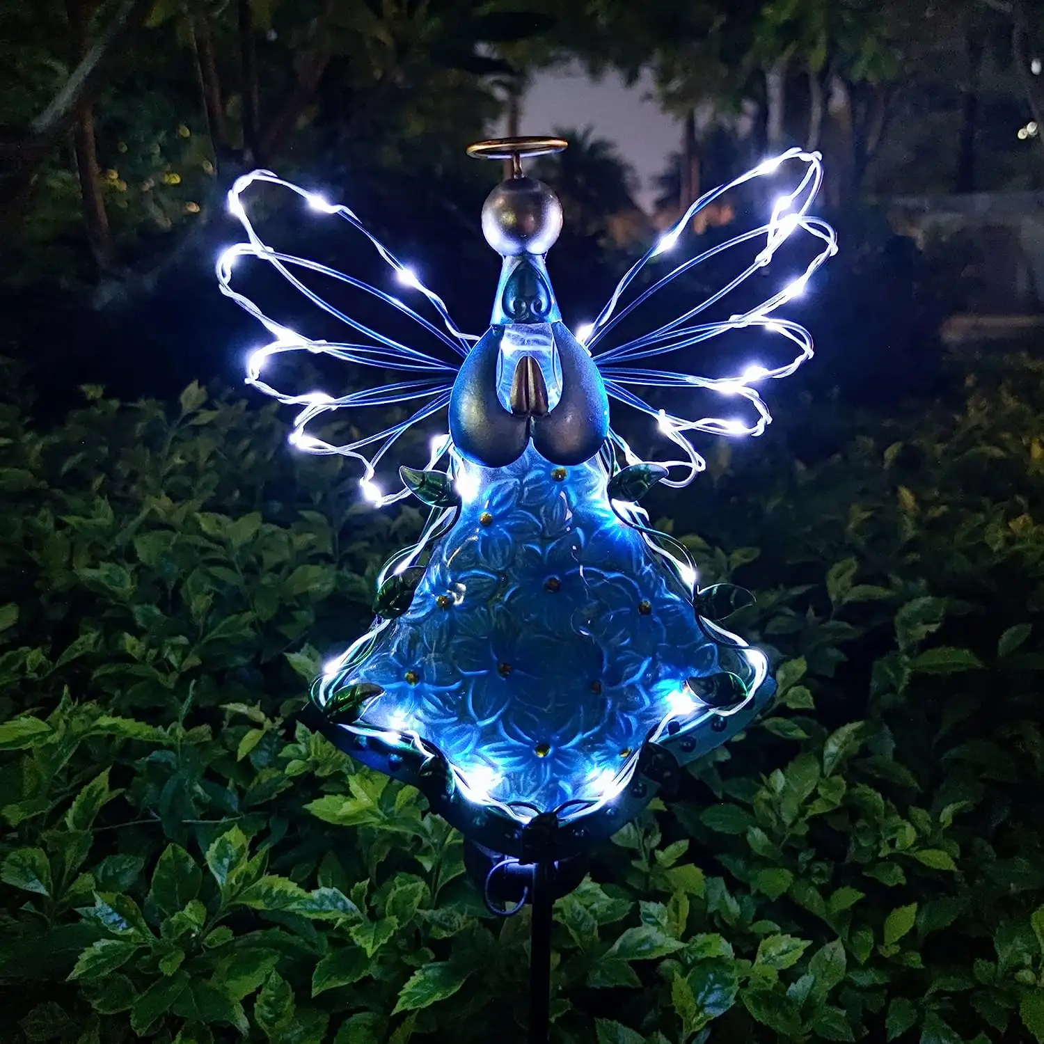 Amazon Hot Selling Glass Metal Yard Stake Solar Metal Fairy Stake Solar Stake Light For Outdoor Garden