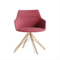 Chaise de salle à manger en microfibre rose avec base pivotante à 5 étoiles et structure en bois rembourrée, design moderne pour la maison, l'hôtel, l'appartement
