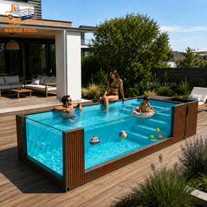Piscina elevada de fibra de vidrio para exteriores, tipo spa, de 20 pies, con plataforma de madera personalizada, para patio trasero, en venta. - Product Image 2
