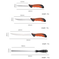 Couteau à filet avec poignée en acier inoxydable Tpr, kit de pêche avec planche et étui de transport, couteau pour la coupe du poisson et le camping en plein air