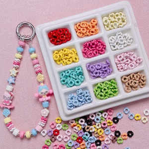 Nouvelles perles acryliques en forme de donut de 6,3 mm, épaisses, pastel, à grand trou, ondulées, pour la fabrication de bijoux, porte-clés et chaînes de téléphone, en vrac - Product Image 1