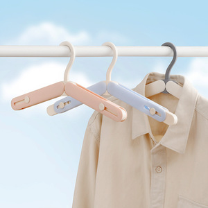 Folding Clothes Hanger Portable Extendable For Travel Home Dormitory Closet Use Pink Blue Color Plastic Hangers - Product Image 1