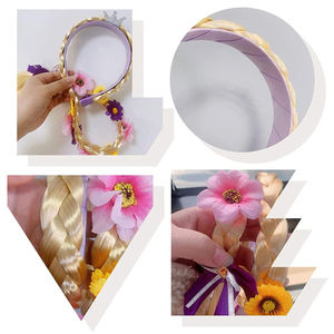 Prinses Jurk Pruiken Prinses Rapunzel Lange Gevlochten Pruik Hoofdbanden Voor Meisjes Cosplay Prinses Haarstuk Kostuum Accessoires - Product Image 3