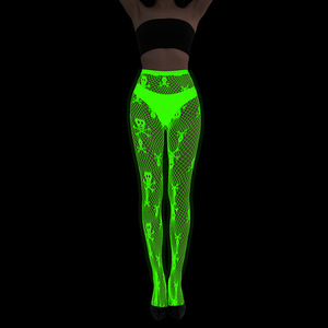 Lencería sexy para <span class=keywords><strong>mujer</strong></span>, <span class=keywords><strong>medias</strong></span> de red luminosas, pantimedias de malla que brillan en la oscuridad, <span class=keywords><strong>medias</strong></span> para araña sexis, serpiente, <span class=keywords><strong>esqueleto</strong></span>, murciélago - Product Image 4