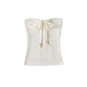 Top de tubo de satén con lazo y costuras, estilo Pure Desire, sexy, para chica, con efecto adelgazante y abertura en el pecho. - Product Image 5