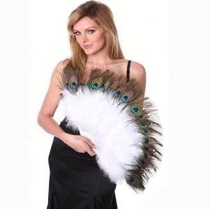 Venta al por mayor hecho a mano nupcial Pavo Real pluma <span class=keywords><strong>de</strong></span> pavo ventilador <span class=keywords><strong>de</strong></span> mano para manualidades DIY boda fiesta carnaval baile espectáculo suministro - Product Image 1