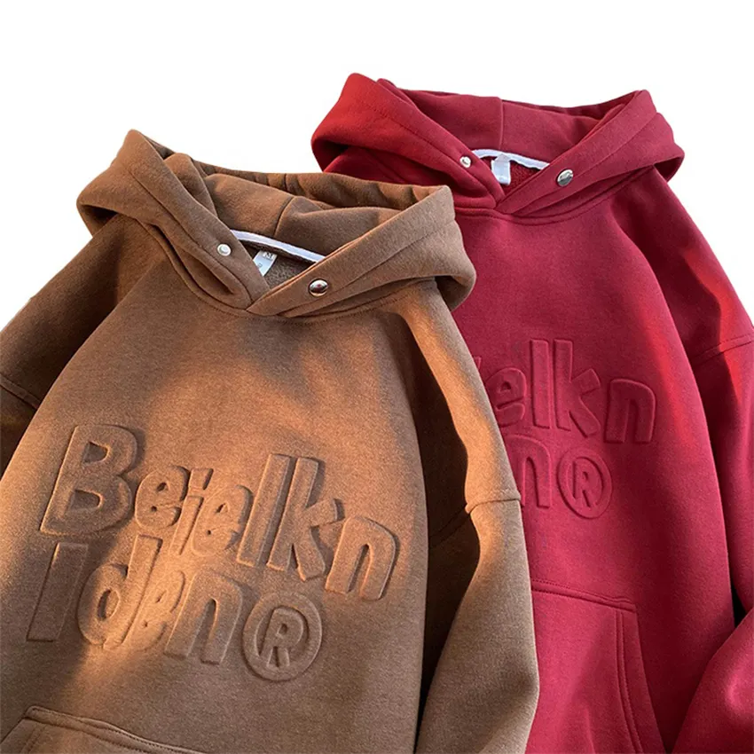 Benutzer definierte Herren bekleidung Schwerer Premium-Baumwoll-Polyester-Hoodie Herren Benutzer definiertes Logo Herren 450 Gsm geprägter Hoodie