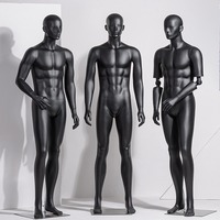 Mannequins masculins en métal noir avec base, corps entier en plastique, pour la mode