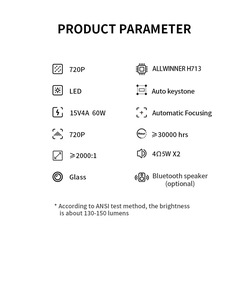 Proyector Android portátil K2 con enfoque automático Resolución 720P 160 ANSI Lumen Allwinner H713 PTZ 4K Lámpara LED de decodificación - Product Image 5