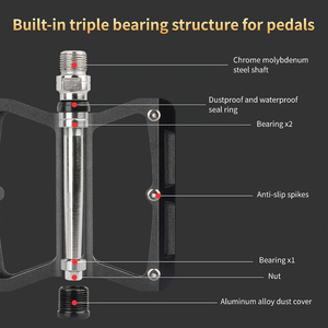KOOF fábrica al por mayor estructura de rodamiento triple integrada para <span class=keywords><strong>pedales</strong></span> bicicleta cromo molibdeno eje de acero <span class=keywords><strong>pedales</strong></span> <span class=keywords><strong>Mtb</strong></span> - Product Image 2