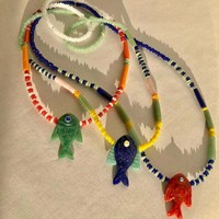 Collar con Colgante de la Serie Océano de Verano, Collar de Moda Único con Pez de Vidrio Esmaltado de Colores
