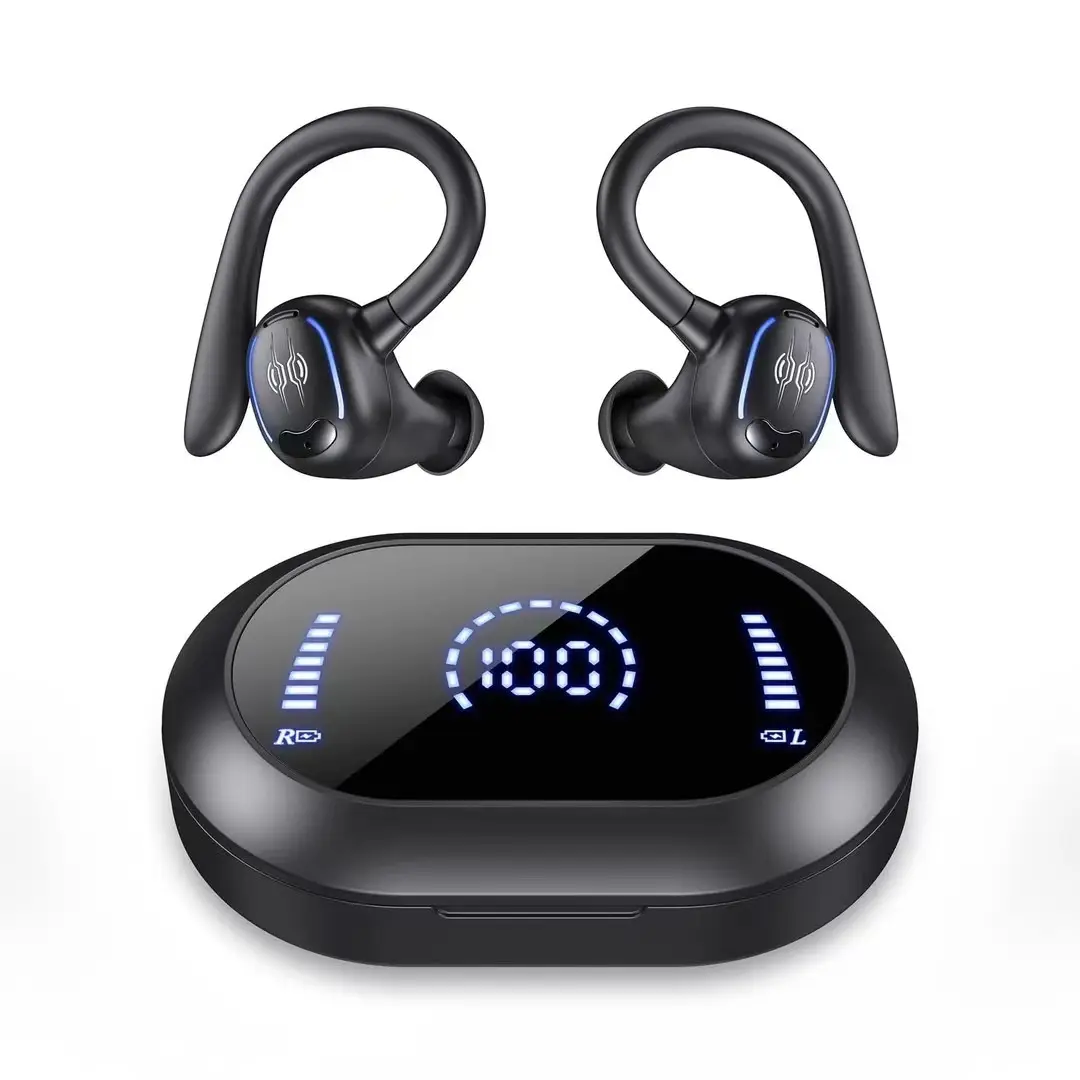 Headset bluetooth nirkabel 2024, peredam kebisingan, suara HiFi, telinga gantung, baterai sangat panjang, earphone nirkabel untuk olahraga, gaming