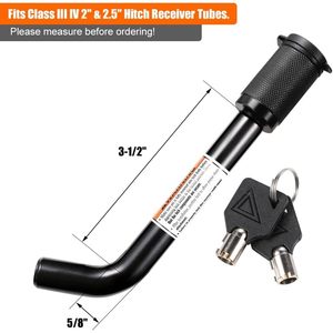 Verrou de remorque CZC AUTO, style Dogbone, pour attache de remorque, diamètre 5/8 pouce, broche coudée pour classes III et IV, 2 et 2-1/2 pouces - Product Image 2