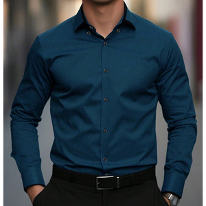 Camisa de vestir clásica de manga larga para hombre para ropa de oficina, suministro al por mayor, camisa de vestir formal para hombre con logotipo personalizado para uniforme de negocios - Product Image 5