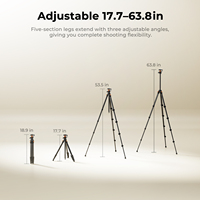 Trépied pour appareil photo K&F Concept A305A1+BH-40, non réversible, avec rotule compatible Arca, trou fileté 3/8'', base triangulaire en plastique