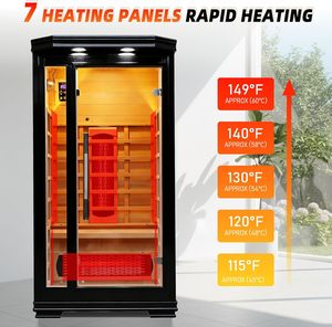KLAFIN Sauna Inframerah Jauh Terapi Cahaya Merah Hemlock untuk 1 Orang, Kontrol Digital Elektrik, Bak Pijat & Ruang Sauna Dalam Ruangan - Product Image 5