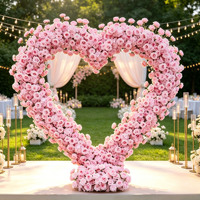 Arche en forme de cœur en soie réaliste faite à la main, super romantique, fleur artificielle pour la décoration de mariage et de la fête des mères