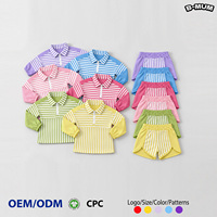 Ensemble deux pièces pour filles : Pull rayé à col et fermeture éclair quart, manches longues, et short assorti – Tenue décontractée pour le jeu – Vente en gros OEM