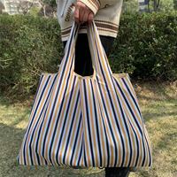 Sac fourre-tout pliable réutilisable à motif de dessin animé, grande capacité, avec poignées d'épaule, en polyester portable pour les courses
