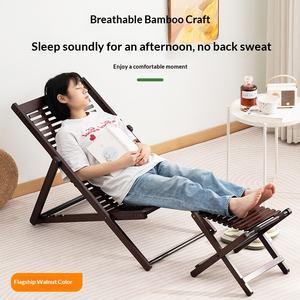 Sillón Reclinable <span class=keywords><strong>Plegable</strong></span> de Bambú Moderno para Exteriores, Altura Ajustable, <span class=keywords><strong>Tumbona</strong></span> para Camping, Ancianos, Balcón, Oficina y Siesta en el Parque - Product Image 5