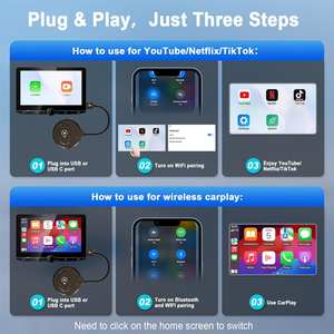 Adaptateur CarPlay sans fil avec vidéo Android Auto Car Convertit Car Play Adapter Adaptateur Carplay sans fil avec vidéo haute définition - Product Image 3