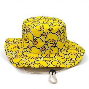 Chapeau bob d'été à large bord avec cordon coupe-vent, imprimé numérique tendance, motif canard jaune, chapeau de soleil pour activités de plein air, randonnée, <span class=keywords><strong>camping</strong></span>, pêche - Product Image 1