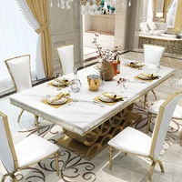 Ensemble Table à Manger et Chaises Design Italien de Luxe, Style Nordique Moderne, Mobilier de Maison Haut de Gamme, Plateau en Marbre, Prix Bas Qualité Supérieure