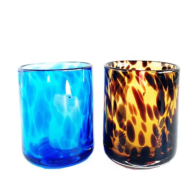 Yayun neues Design einzigartige blaue Bernstein Schildkröte Zylinder Glas Kerzen glas Becher 12oz für die Kerzen herstellung