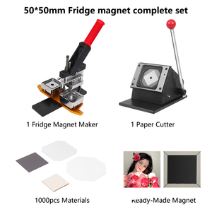 Kit de máquina para hacer imanes rectangulares para nevera de 65*90 mm con cortador de papel, 1000 piezas de materiales, prensa manual para hacer insignias con botones para fotos personalizadas - Product Image 4