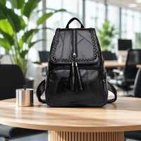 Sac de voyage pour femme tendance 2024 en PU avec pompon, sac à dos décontracté pour femme