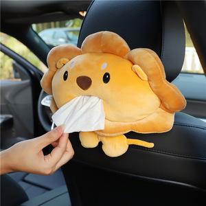 Boîte à mouchoirs en peluche pour voiture, design lion, 16cm x 11cm, organisateur de dossier de siège de voiture, accessoire de véhicule à double usage - Product Image 2