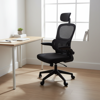 Chaise de bureau ergonomique de direction noire à dossier haut en maille avec support lombaire