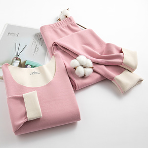 Conjunto de Ropa Interior Térmica Sin Costuras para Mujer, Forro Polar de Doble Cara, Camiseta y Pantalones Largos, Venta al Por Mayor - Product Image 4