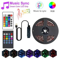 Bande LED RGB à changement de couleur 5V USB Kit SMD5050 avec télécommande via application pour rétroéclairage TV, salle de jeu, décoration de chambre CE RoHS