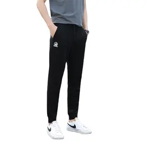 Factory direct sales black long pants trousers for men casual sports young cargo streetstyle elastic fit men's pants & trousers