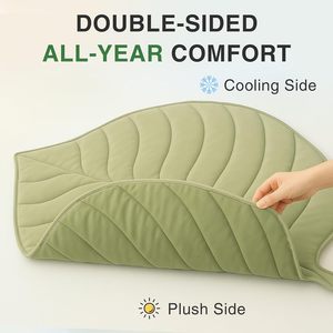 Pet Cooling Mat Leaf Shape <b>Light</b> Green Polyester Fiber <b>Dog</b> Mat Four Seasons Use - Product Image 5