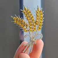 Broches élégantes de luxe pour femmes, en strass, motif tournesol et fleur de blé, plaqué or, bijoux de mode pour femmes, cadeaux