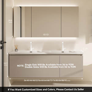 Mueble de Baño Moderno Minimalista con Lavabo Simple/Doble de 36-92 Pulgadas, Mueble de Baño Flotante con Espejo LED Inteligente Antivaho - Product Image 6