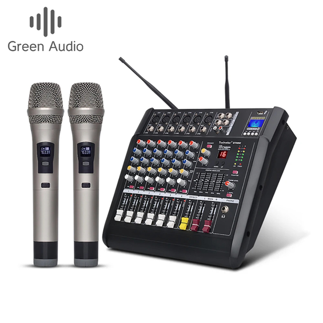 GAX-602W Professional Karaoke Stage Audio Mixer Amplifier with Wireless Microphone for Family Party Stage KTV & Studio Use